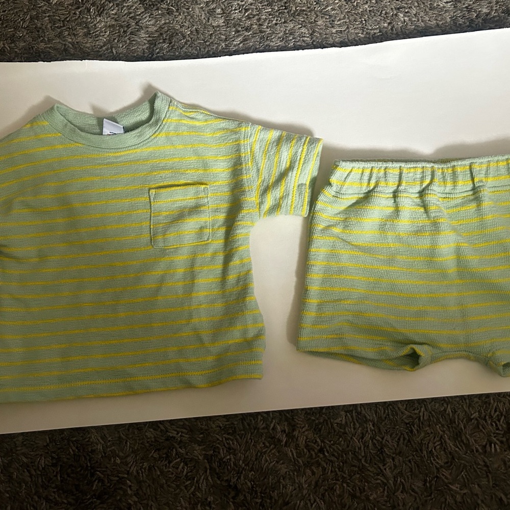 Striped Green and Yellow Kids OUTFIT